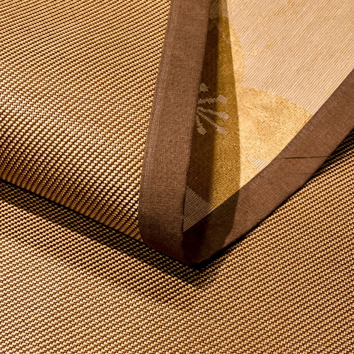 91家纺网 家纺一手货源 找家纺 绒艺席业 2025新款抗菌刺绣凉感冰藤席 腊肠狗-深檀咖