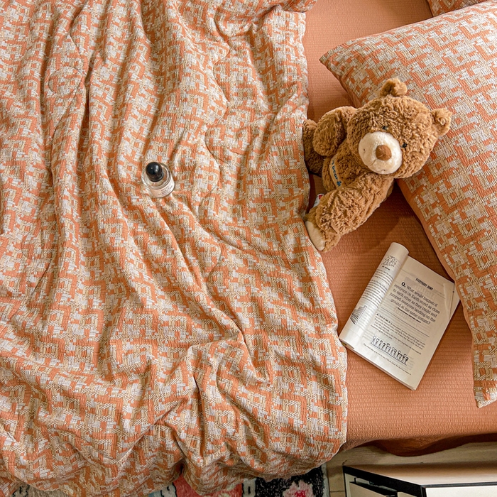 91家纺网 家纺一手货源 找家纺 一比一家纺 2025新款云感皱皱纱简单款夏被夏凉被空调被四件套 罗曼