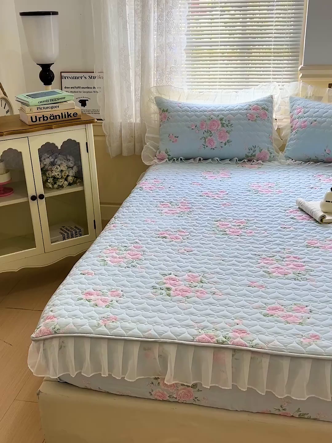 91家纺网 家纺一手货源 找家纺 （总）艾橙家纺 2025新款雪纺花边加棉床笠款单品四件套-单床笠