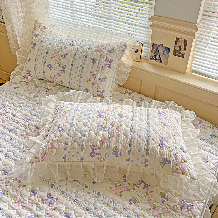 91家纺网 家纺一手货源 找家纺 艾橙家纺 2025新款雪纺花边加棉床笠款单品四件套-单床笠 半旧时光