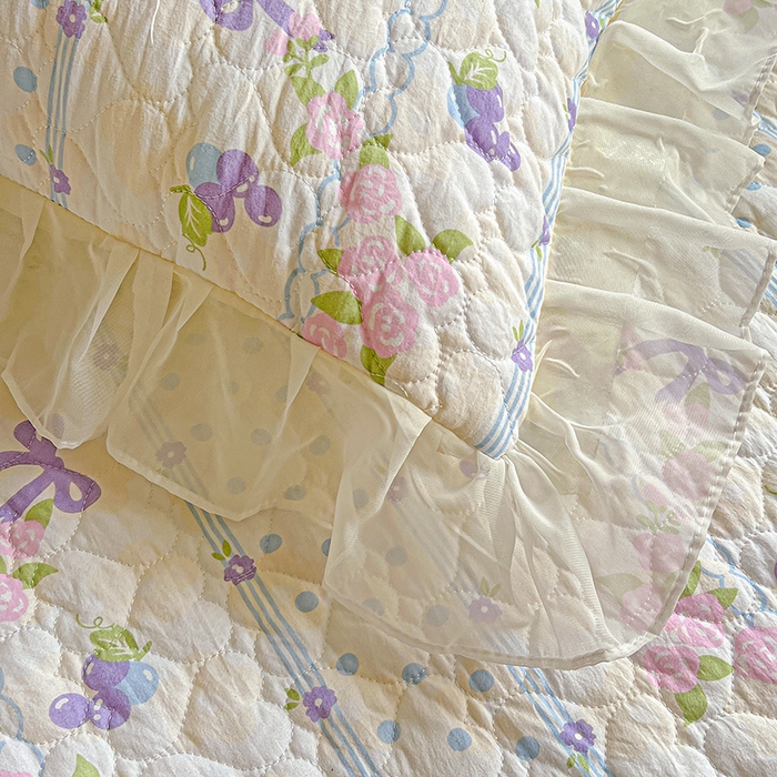 91家纺网 家纺一手货源 找家纺 艾橙家纺 2025新款雪纺花边加棉床笠款单品四件套-单床笠 半旧时光