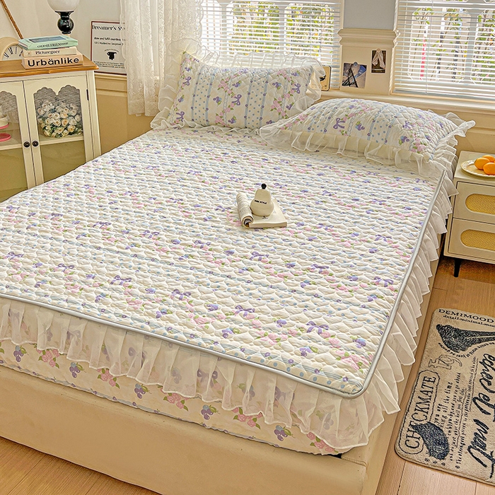 91家纺网 家纺一手货源 找家纺 艾橙家纺 2025新款雪纺花边加棉床笠款单品四件套-单床笠 半旧时光