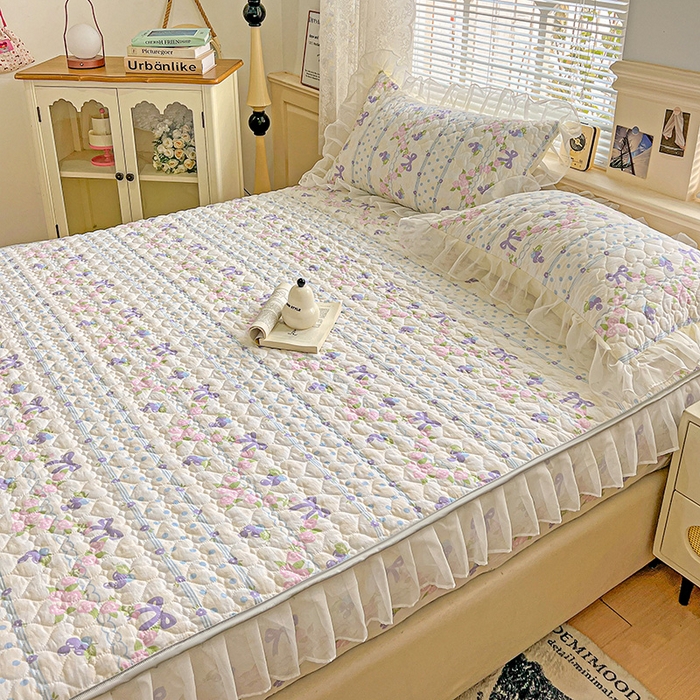 91家纺网 家纺一手货源 找家纺 艾橙家纺 2025新款雪纺花边加棉床笠款单品四件套-单床笠 半旧时光