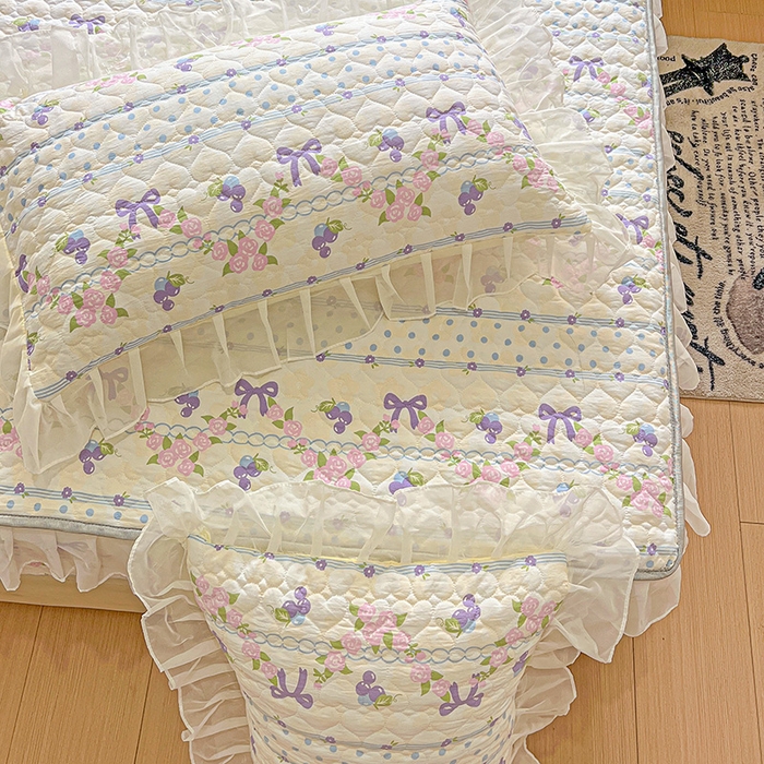 91家纺网 家纺一手货源 找家纺 艾橙家纺 2025新款雪纺花边加棉床笠款单品四件套-单床笠 半旧时光