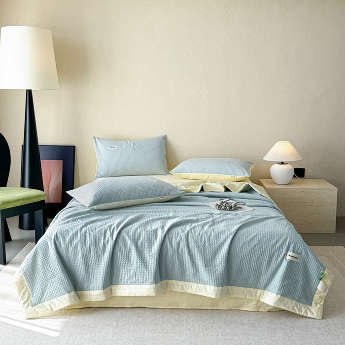 91家纺网 家纺一手货源 找家纺 （总）眠博士 2025新款A类全棉华夫格大豆夏被四件套