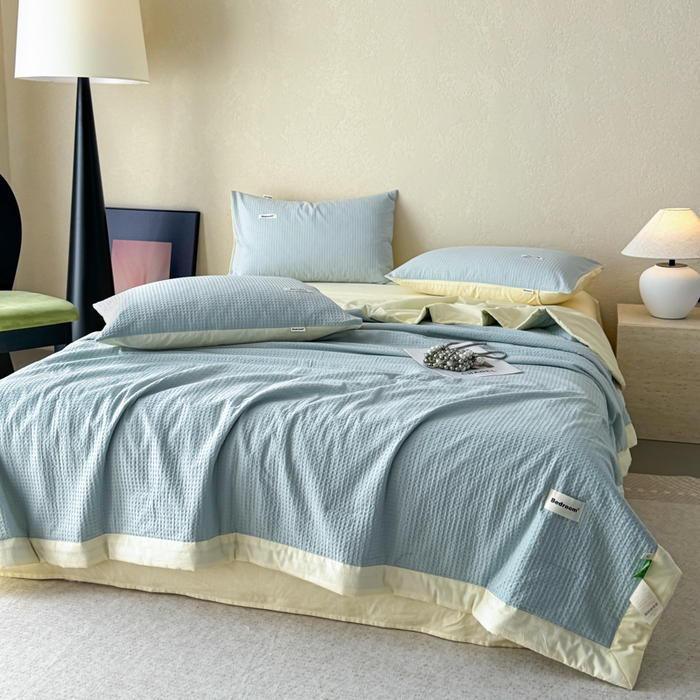 91家纺网 家纺一手货源 找家纺 （总）眠博士 2025新款A类全棉华夫格大豆夏被四件套