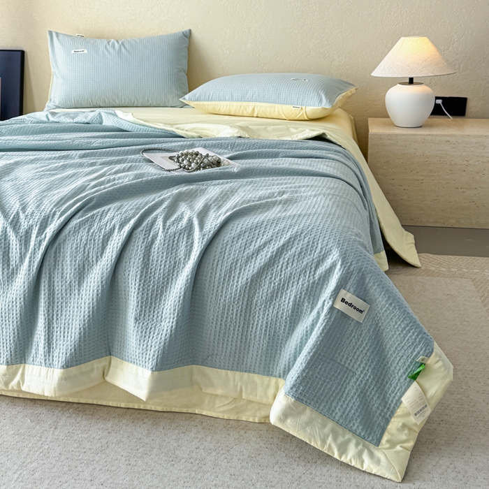 91家纺网 家纺一手货源 找家纺 （总）眠博士 2025新款A类全棉华夫格大豆夏被四件套