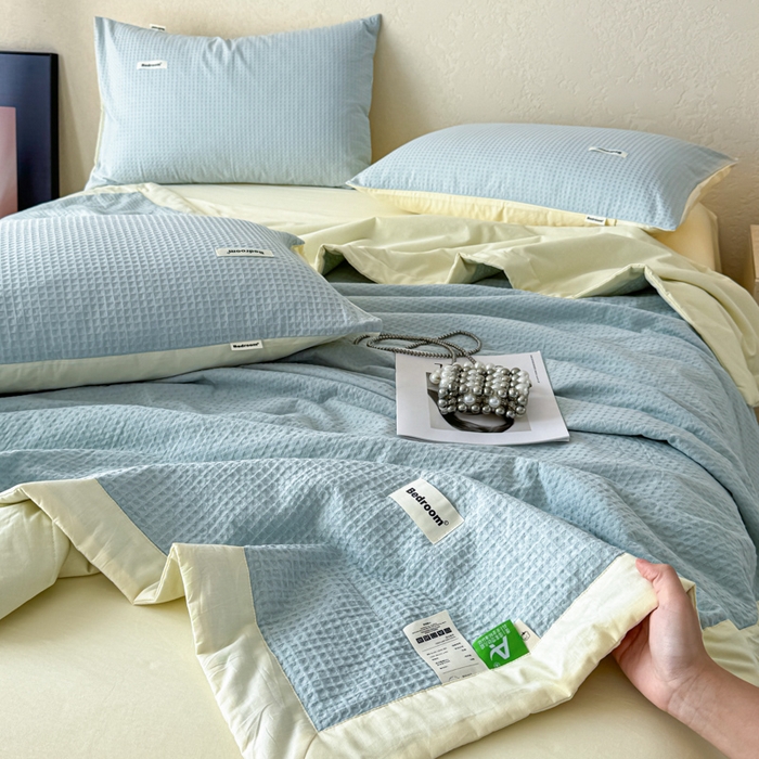 91家纺网 家纺一手货源 找家纺 （总）眠博士 2025新款A类全棉华夫格大豆夏被四件套