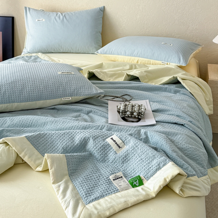 91家纺网 家纺一手货源 找家纺 （总）眠博士 2025新款A类全棉华夫格大豆夏被四件套