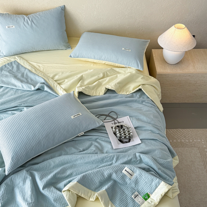 91家纺网 家纺一手货源 找家纺 （总）眠博士 2025新款A类全棉华夫格大豆夏被四件套