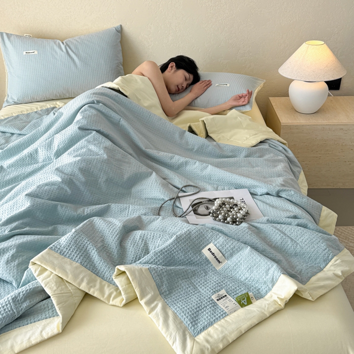 91家纺网 家纺一手货源 找家纺 （总）眠博士 2025新款A类全棉华夫格大豆夏被四件套