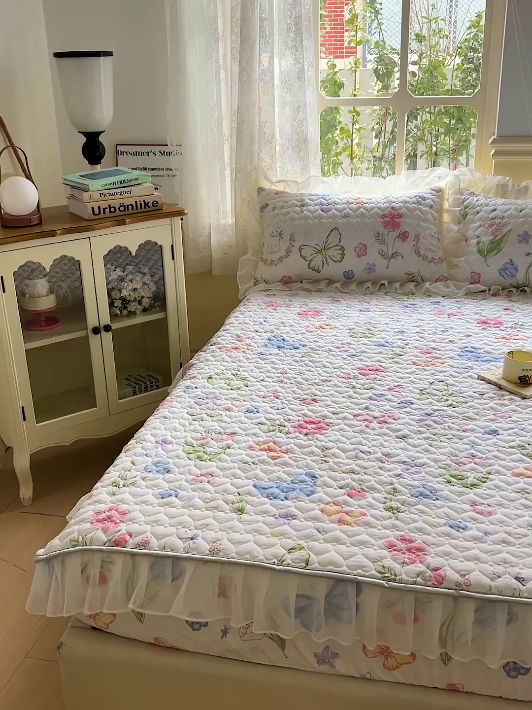 91家纺网 家纺一手货源 找家纺 艾橙家纺 2025新款雪纺花边加棉床笠款单品四件套-单床笠 茉莉兔