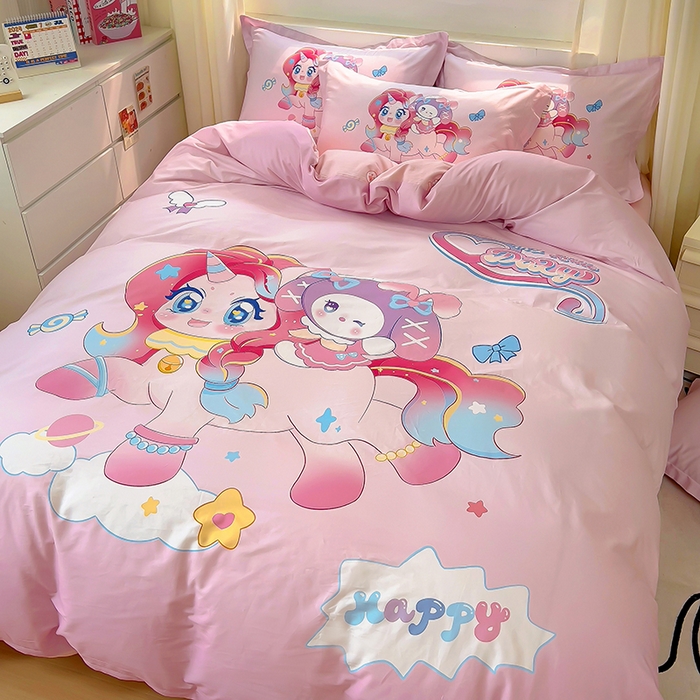 91家纺网 家纺一手货源 找家纺 浩诚 2025新款原创IP奈奈米全棉四件套-有作品登记证书 开心宝莉