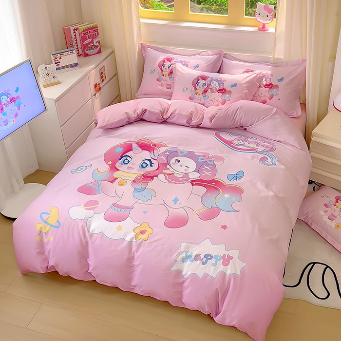 91家纺网 家纺一手货源 找家纺 浩诚 2025新款原创IP奈奈米全棉四件套-有作品登记证书 开心宝莉