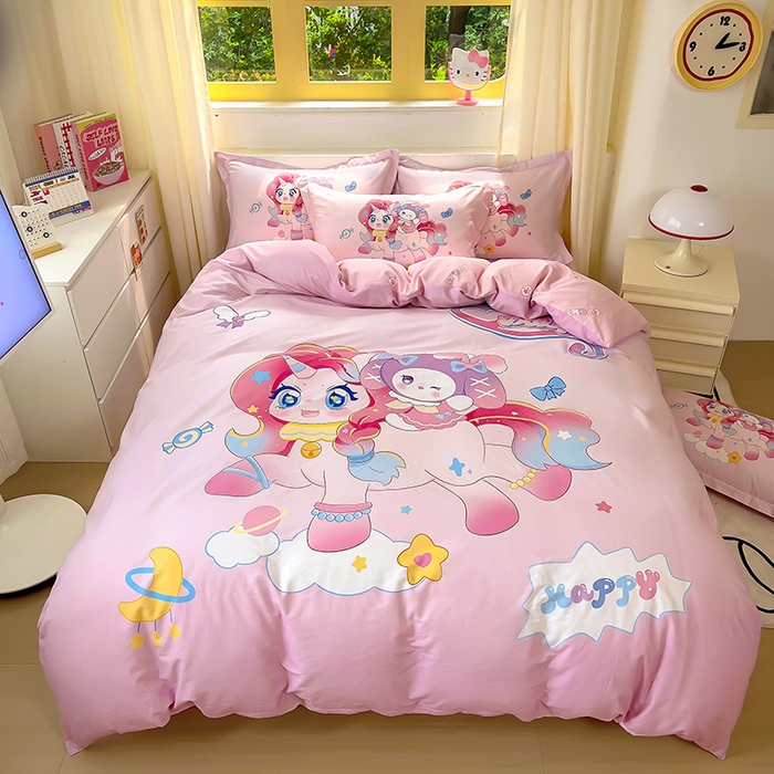 91家纺网 家纺一手货源 找家纺 浩诚 2025新款原创IP奈奈米全棉四件套-有作品登记证书 开心宝莉