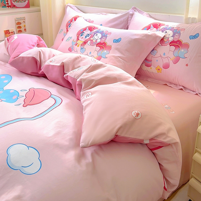 91家纺网 家纺一手货源 找家纺 浩诚 2025新款原创IP奈奈米全棉四件套-有作品登记证书 淘气宝莉