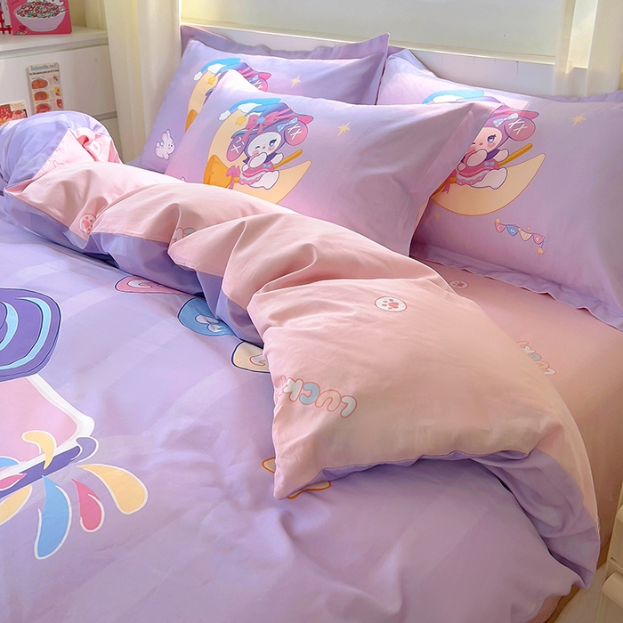 91家纺网 家纺一手货源 找家纺 浩诚 2025新款原创IP奈奈米全棉四件套-有作品登记证书 条纹宝莉