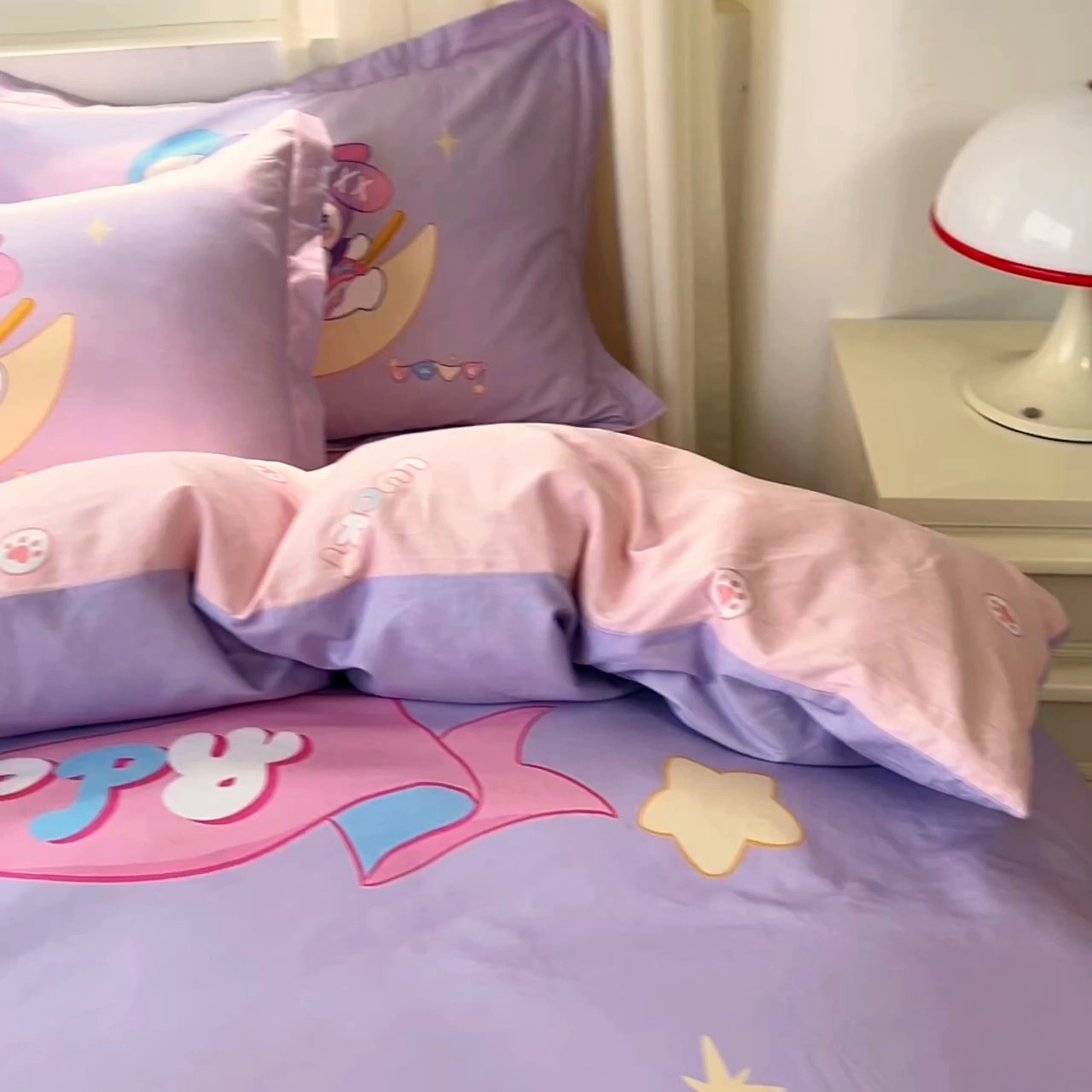 91家纺网 家纺一手货源 找家纺 浩诚 2025新款原创IP奈奈米全棉四件套-有作品登记证书 月亮宝贝