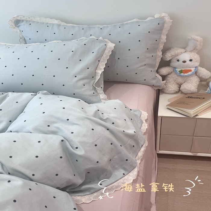 91家纺网 家纺一手货源 找家纺 （总）荣轩2025新款全棉双层纱镂空花边工艺款四件套（铺床版）