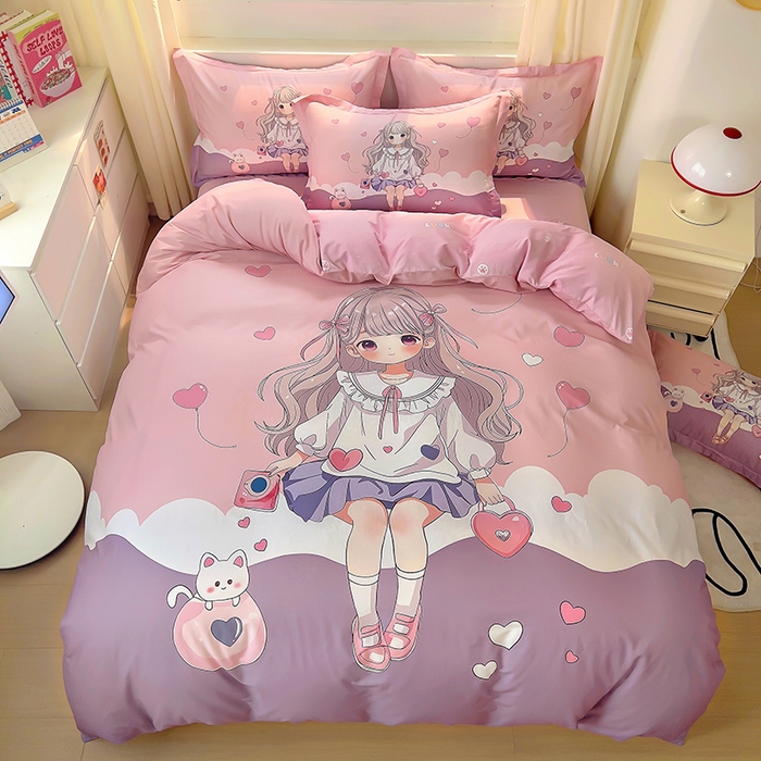 91家纺网 家纺一手货源 找家纺 （总）浩诚 2025新款原创设计女孩全棉四件套,晚安宝贝,公主日记,快乐宝贝,美人鱼,甜心女孩,小兔女郎