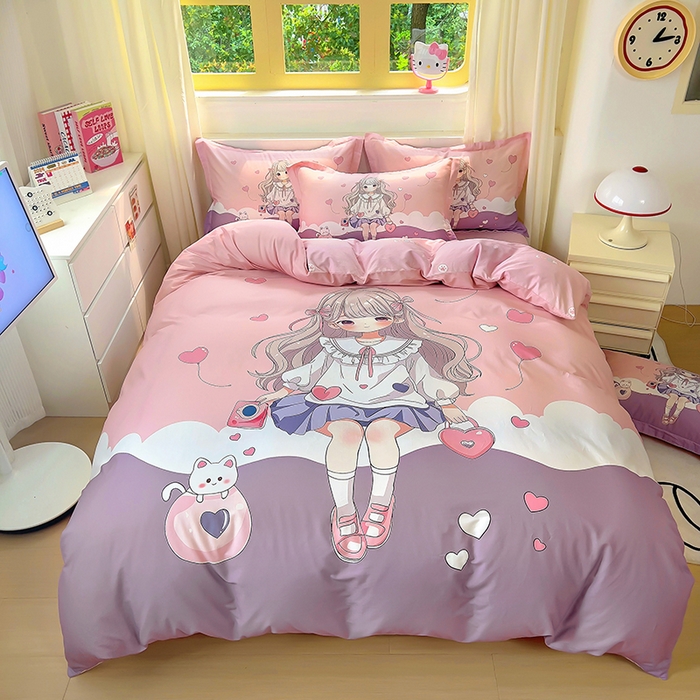 91家纺网 家纺一手货源 找家纺 （总）浩诚 2025新款原创设计女孩全棉四件套