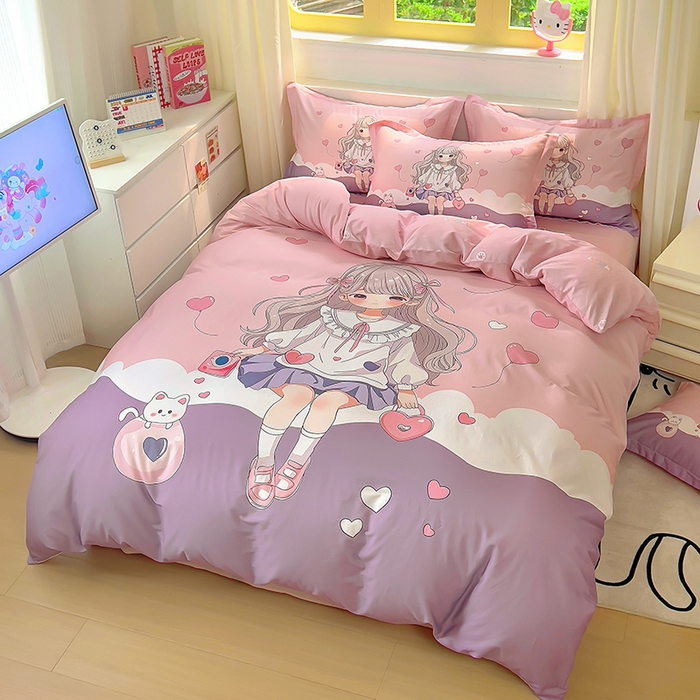 91家纺网 家纺一手货源 找家纺 （总）浩诚 2025新款原创设计女孩全棉四件套