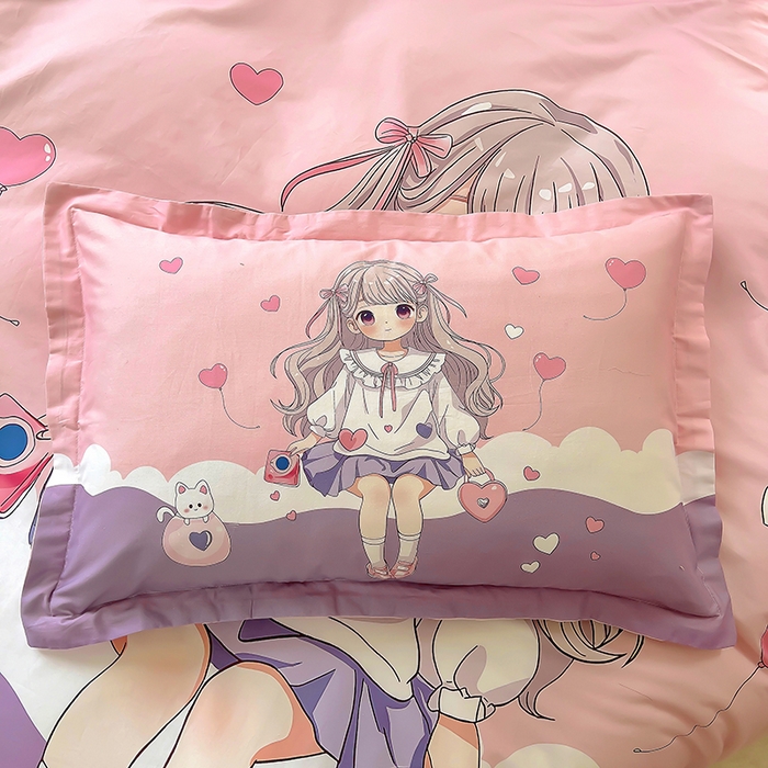 91家纺网 家纺一手货源 找家纺 浩诚 2025新款原创设计女孩全棉四件套 晚安宝贝