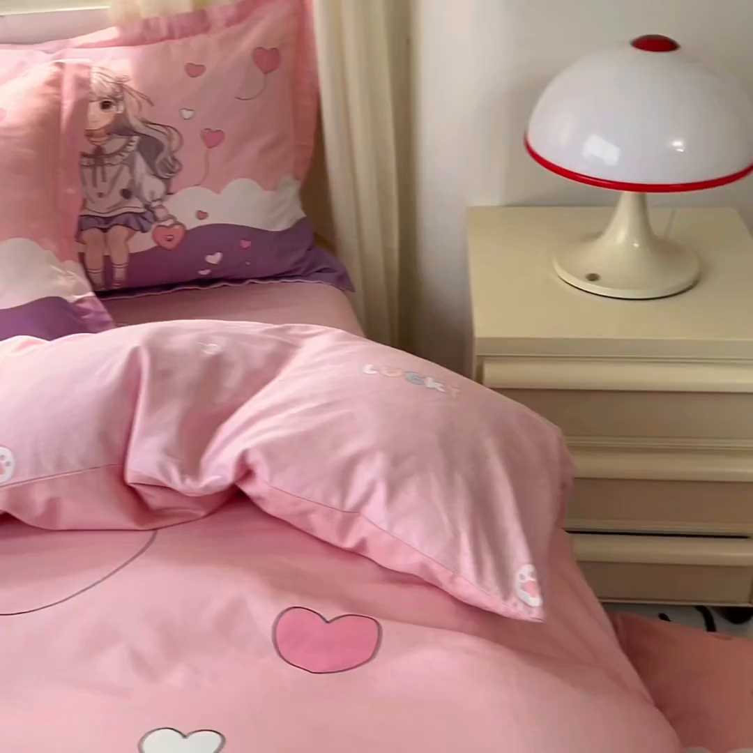 91家纺网 家纺一手货源 找家纺 浩诚 2025新款原创设计女孩全棉四件套 晚安宝贝