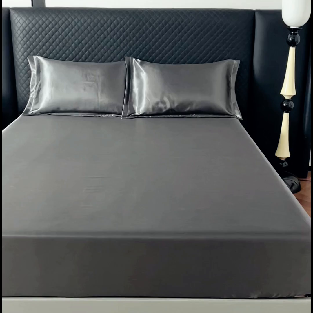 91家纺网 家纺一手货源 找家纺  2025外贸跨境电商亚马逊速卖通色丁单床笠三件套欧美尺寸多多跨境平台TEMU希音虾皮笠高30cm 色丁-深灰