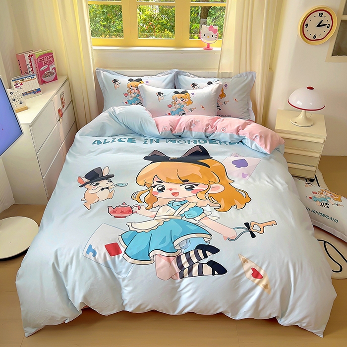 91家纺网 家纺一手货源 找家纺 浩诚 2025新款原创设计女孩全棉四件套 公主日记