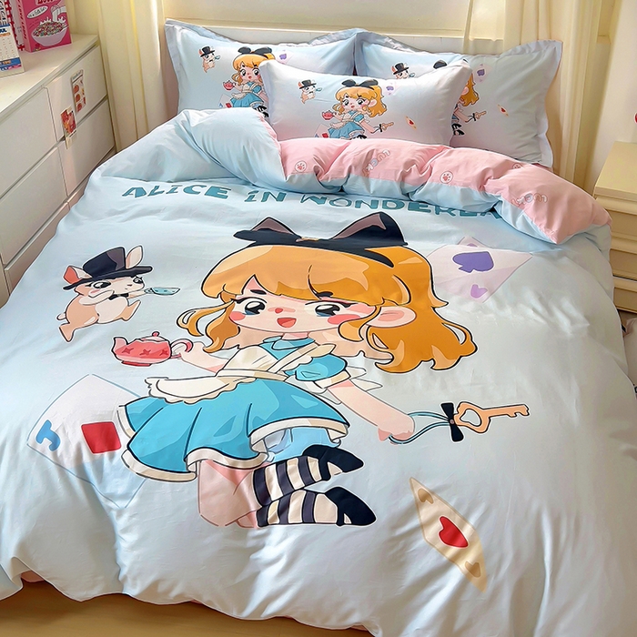 91家纺网 家纺一手货源 找家纺 浩诚 2025新款原创设计女孩全棉四件套 公主日记