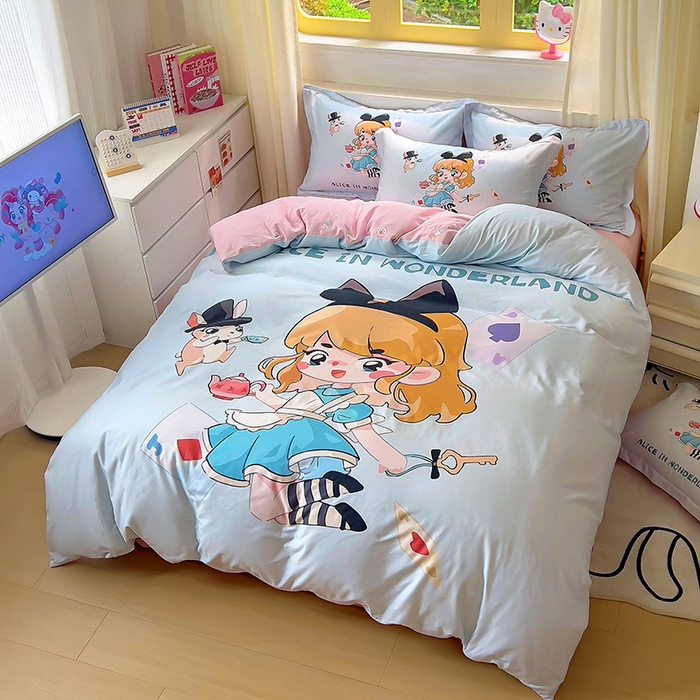 91家纺网 家纺一手货源 找家纺 浩诚 2025新款原创设计女孩全棉四件套 公主日记