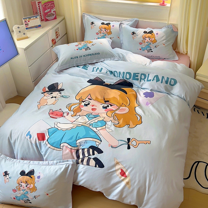 91家纺网 家纺一手货源 找家纺 浩诚 2025新款原创设计女孩全棉四件套 公主日记