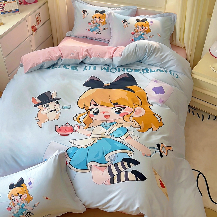 91家纺网 家纺一手货源 找家纺 浩诚 2025新款原创设计女孩全棉四件套 公主日记