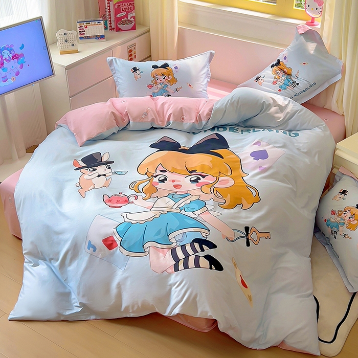 91家纺网 家纺一手货源 找家纺 浩诚 2025新款原创设计女孩全棉四件套 公主日记