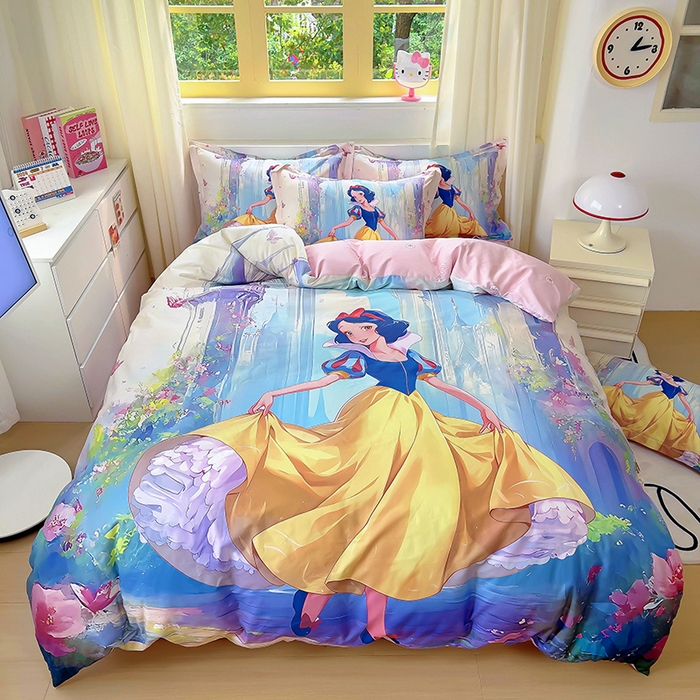 91家纺网 家纺一手货源 找家纺 浩诚 2025新款原创设计女孩全棉四件套 快乐宝贝