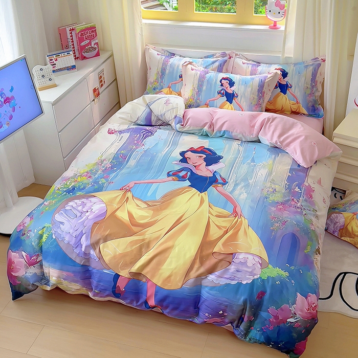 91家纺网 家纺一手货源 找家纺 浩诚 2025新款原创设计女孩全棉四件套 快乐宝贝