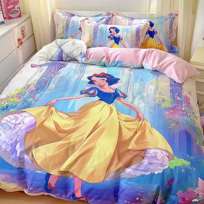 91家纺网 家纺一手货源 找家纺 浩诚 2025新款原创设计女孩全棉四件套 快乐宝贝