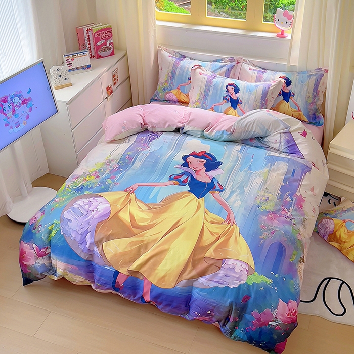 91家纺网 家纺一手货源 找家纺 浩诚 2025新款原创设计女孩全棉四件套 快乐宝贝