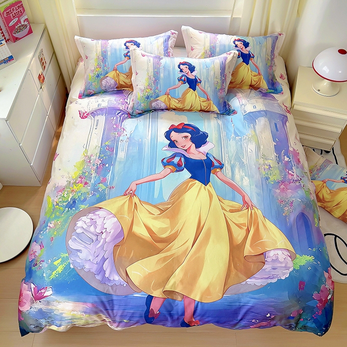 91家纺网 家纺一手货源 找家纺 浩诚 2025新款原创设计女孩全棉四件套 快乐宝贝