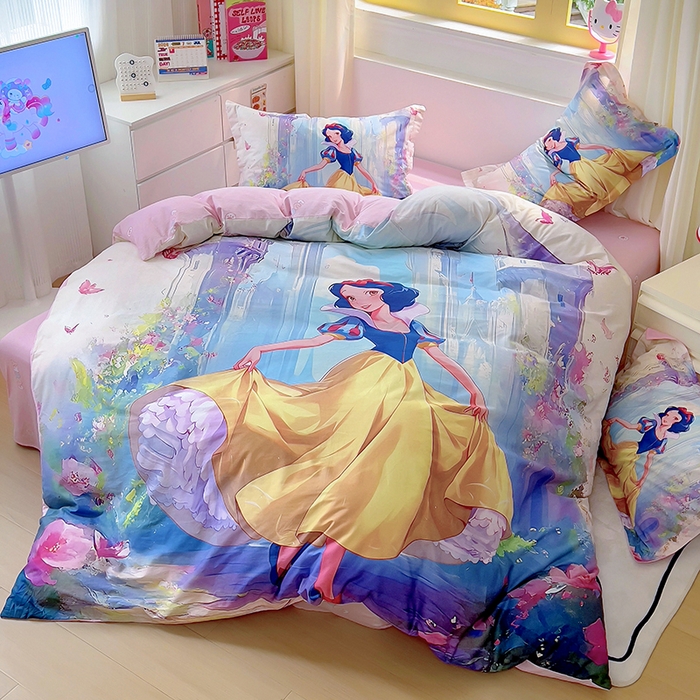 91家纺网 家纺一手货源 找家纺 浩诚 2025新款原创设计女孩全棉四件套 快乐宝贝