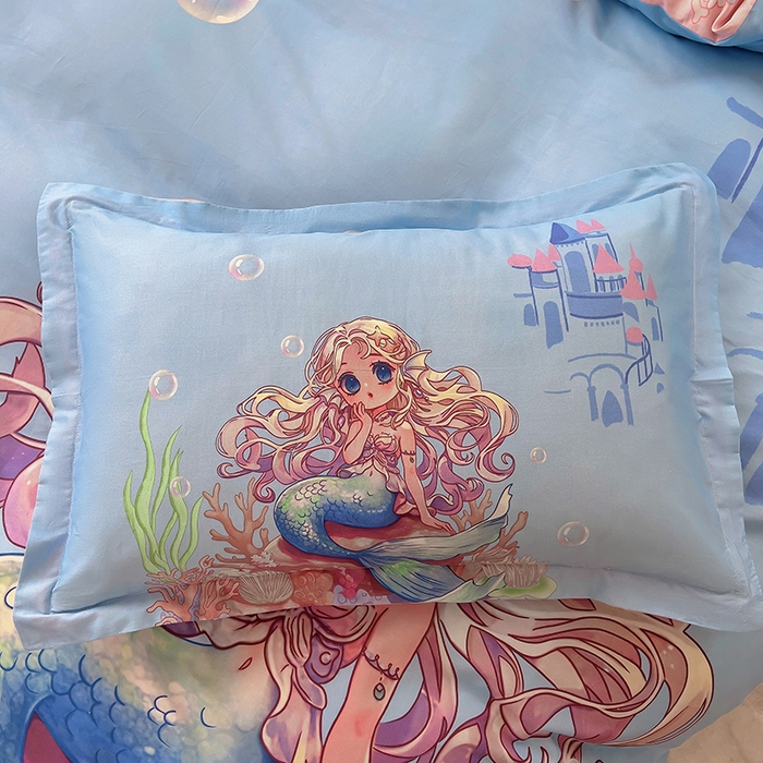 91家纺网 家纺一手货源 找家纺 浩诚 2025新款原创设计女孩全棉四件套 美人鱼