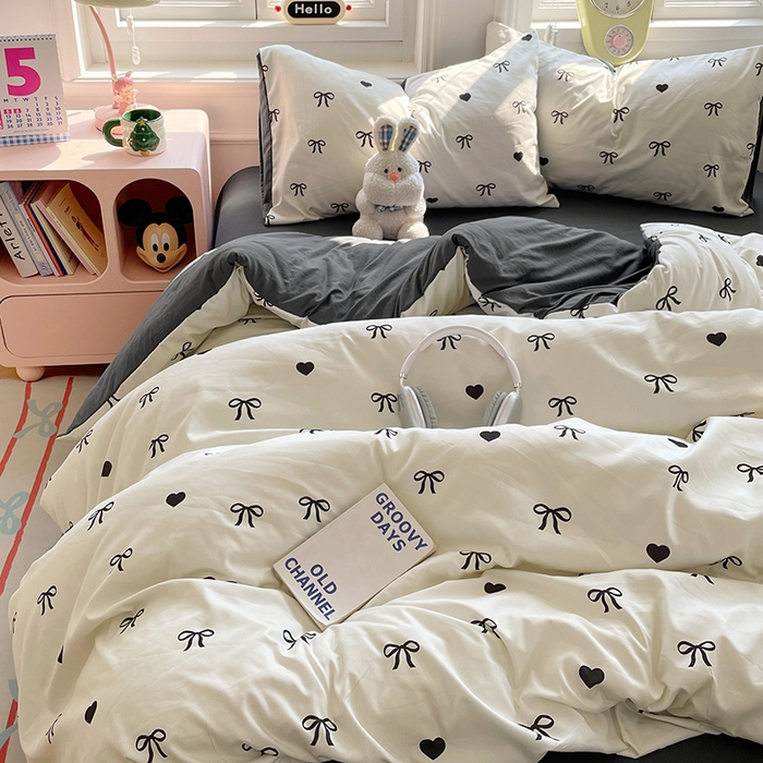 91家纺网 家纺一手货源 找家纺 （总）思诺羽床笠 2025春夏新款小清新105克高克重水洗棉印花四件套