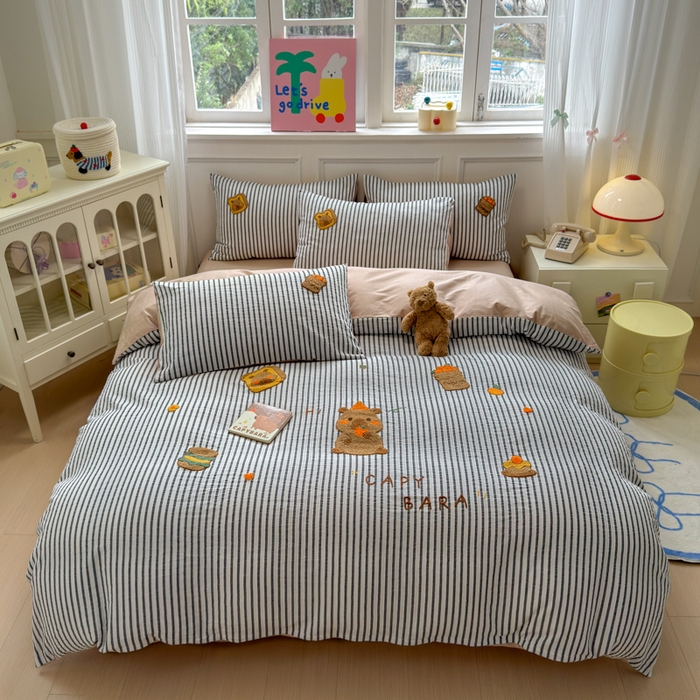 91家纺网 家纺一手货源 找家纺 （总）如意朵 2025新款全棉纯棉提花水洗棉绣花四件套（专版花型）