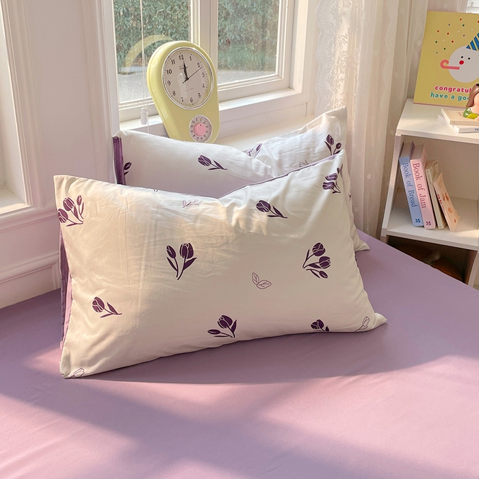 91家纺网 家纺一手货源 找家纺 思诺羽床笠 2025春夏新款小清新105克高克重水洗棉印花四件套 锦夏