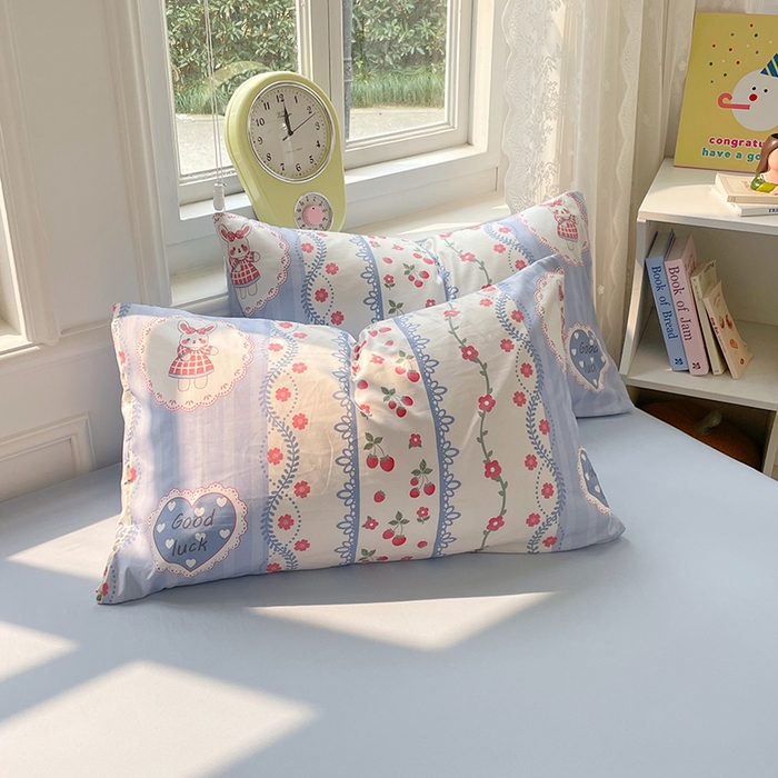 91家纺网 家纺一手货源 找家纺 思诺羽床笠 2025春夏新款小清新105克高克重水洗棉印花四件套 浪漫花园