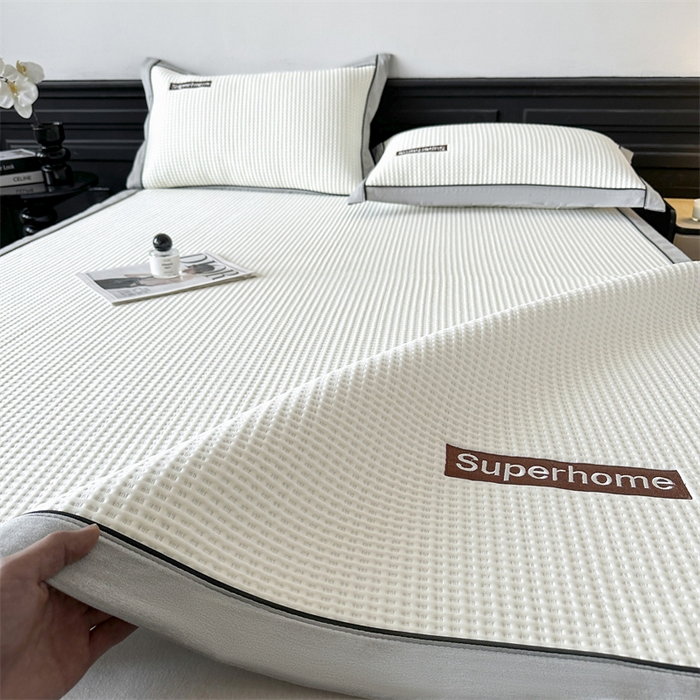 91家纺网 家纺一手货源 找家纺 笙意家纺 2025新款A类PE华夫格豆豆凉感软席-雅克系列 雅克-柔光白