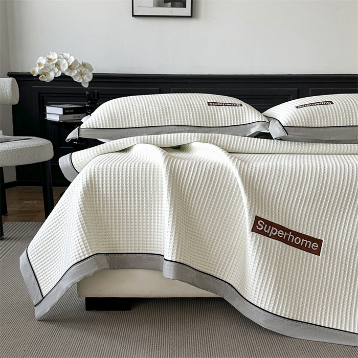 91家纺网 家纺一手货源 找家纺 笙意家纺 2025新款A类PE华夫格豆豆凉感软席-雅克系列 雅克-柔光白