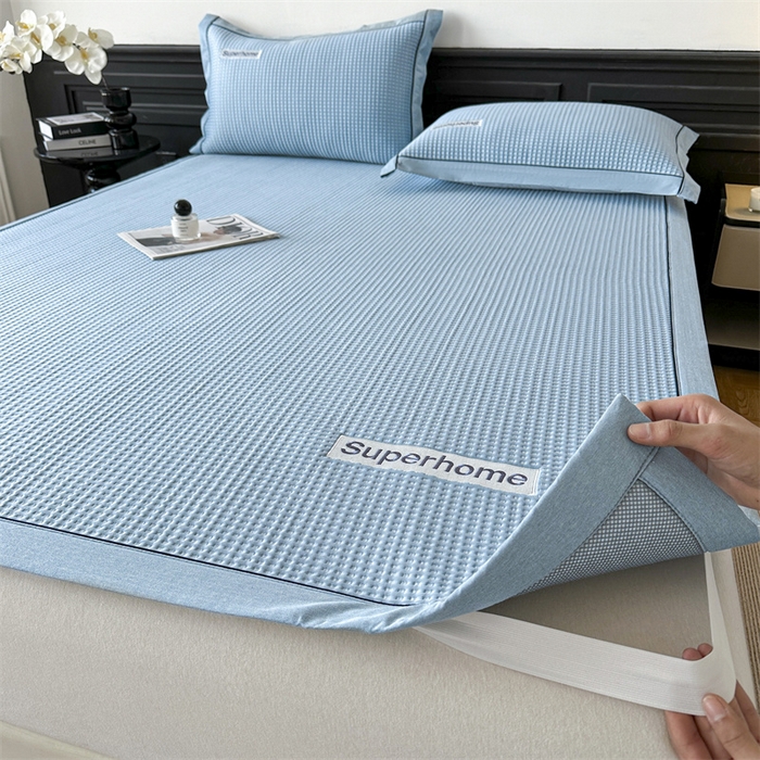 91家纺网 家纺一手货源 找家纺 笙意家纺 2025新款A类PE华夫格豆豆凉感软席-雅克系列 雅克-冰川绿