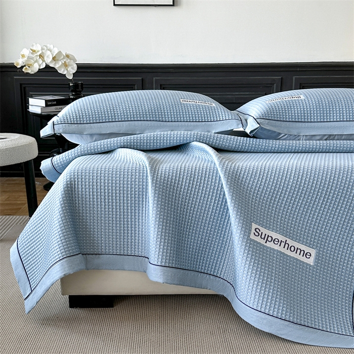 91家纺网 家纺一手货源 找家纺 笙意家纺 2025新款A类PE华夫格豆豆凉感软席-雅克系列 雅克-冰川绿